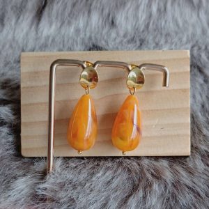 boucles d'oreilles BETTY abricot goutte résine