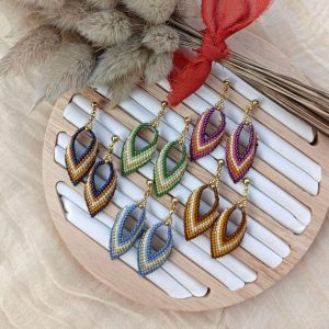 Boucles d'oreilles LIVY feuilles tissées perles miyuki divers coloris disponible