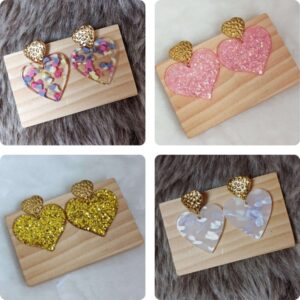 boucles d'oreilles lovise coeur résine idée cadeau fête des mères