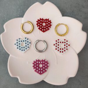 boucles d'oreilles LINA cœurs Miyuki interchangeables à composer