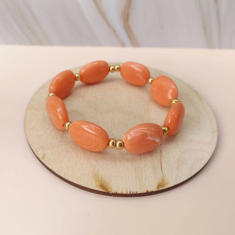Bracelet CAPRI grosses perles marbrées corail