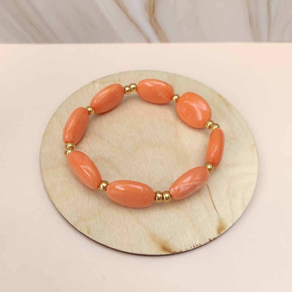 Bracelet CAPRI grosses perles marbrées corail
