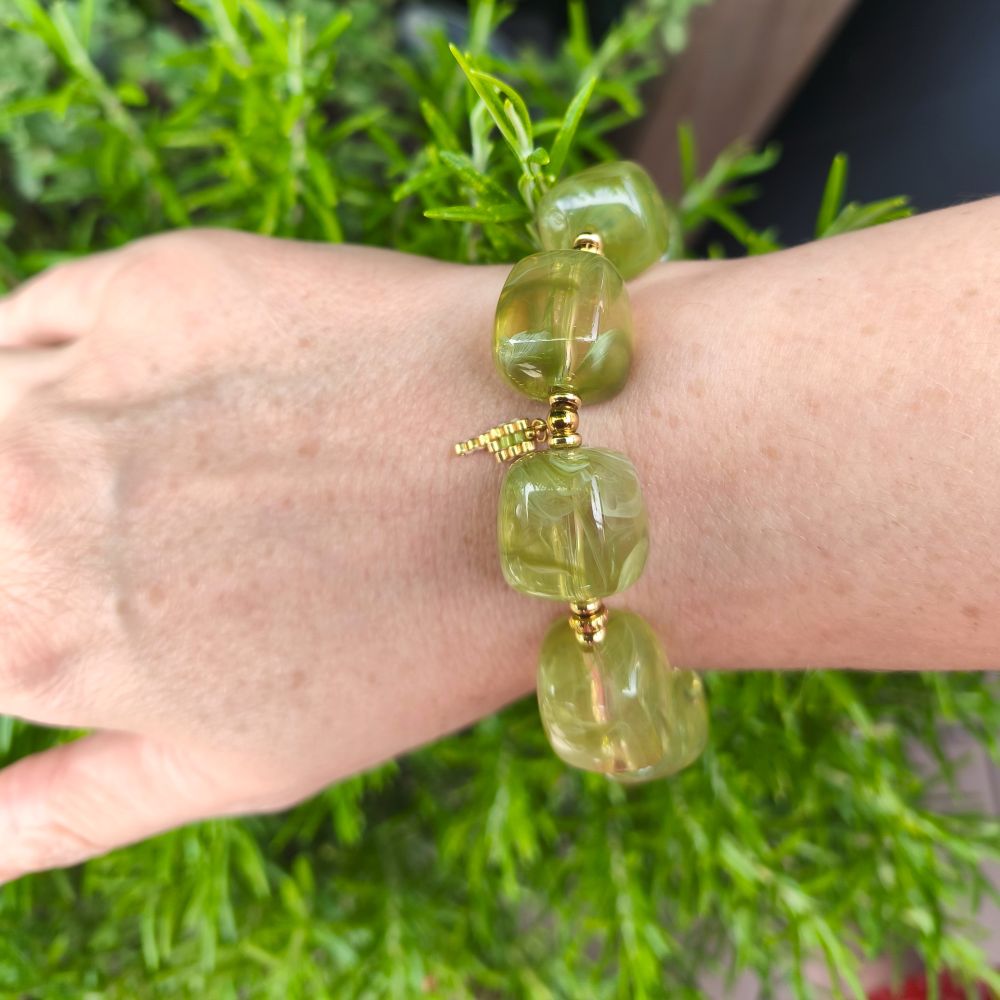 Bracelet MURANO perles acrylique cubes – Image 5