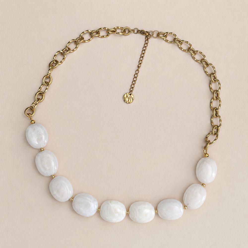 Collier CAPRI grosses perles marbrées nacre