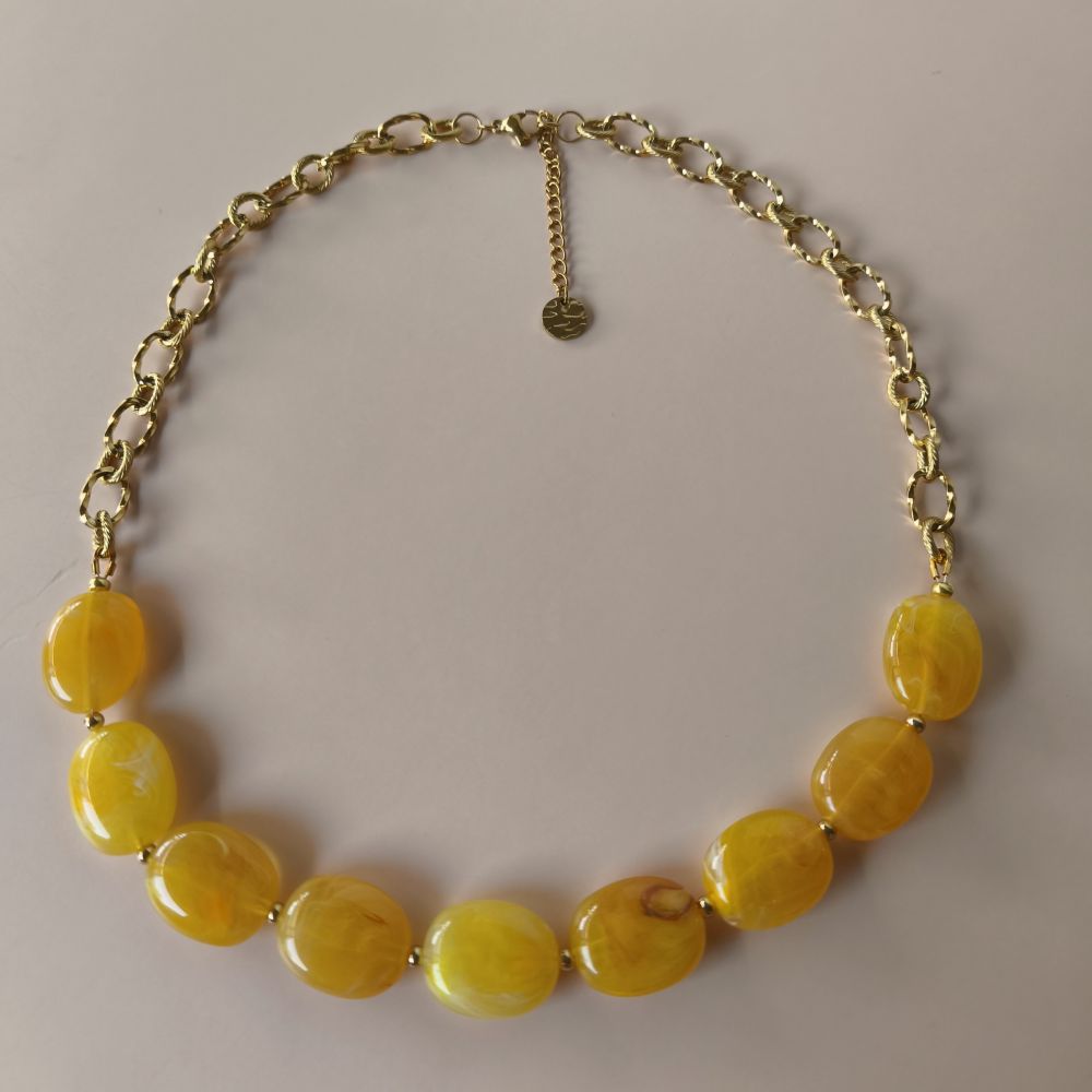 Collier CAPRI grosses perles marbrées ambre