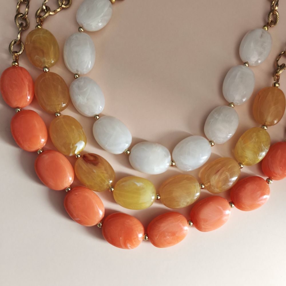 Collier CAPRI grosses perles marbrées de différentes couleurs