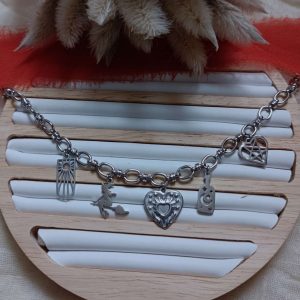 collier charms sabrina chaine argenté et breloque