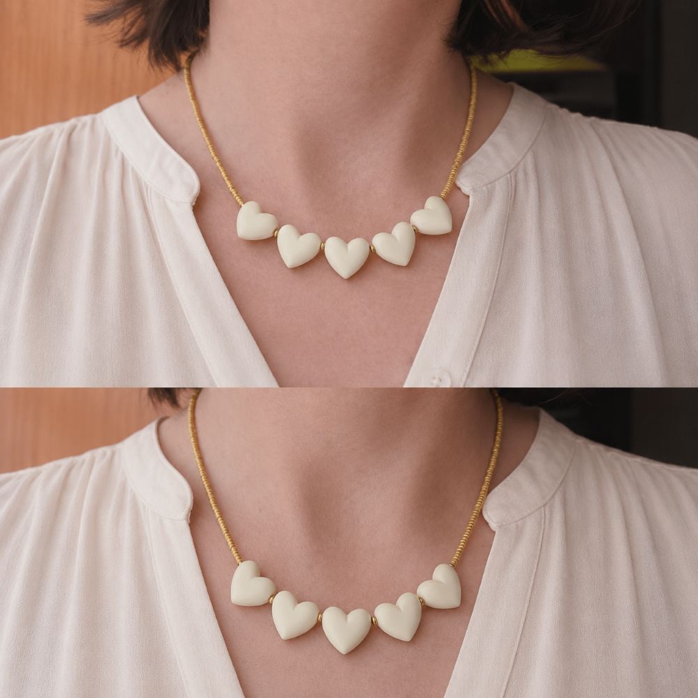 Collier cœur romantique en perles de rocailles HOLLY